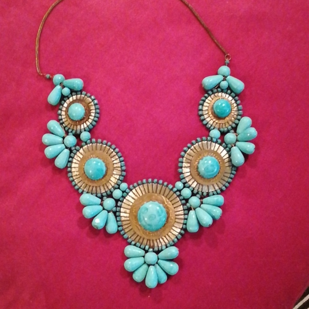 Faux turquoise statement necklace